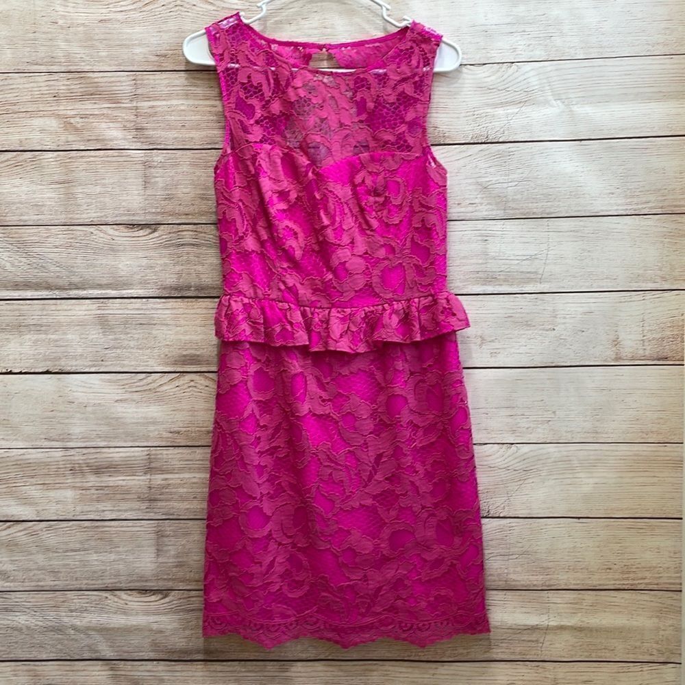 LILLY PULITZER KIRI MAMBO CORDED LACE DRESS IN HOT PINK